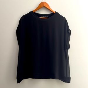 Zara top / blouse in black with transparent short sleeves